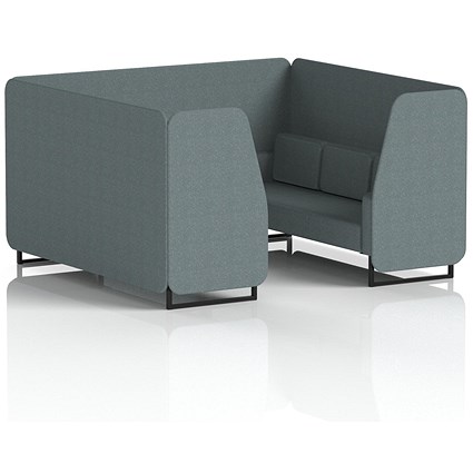 Brixworth 6 Seater Booth, Black Legs, Main Line Flax Fabric, Westminster Panels And Sofa