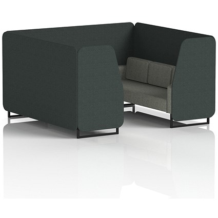 Brixworth 6 Seater Booth, Black Legs, Rivet Fabric, Charcoal Panels And Vitreous Sofa