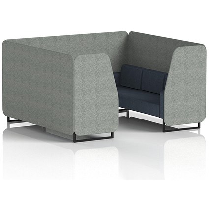 Brixworth 6 Seater Booth, Black Legs, Rivet Fabric, Prime Panels And Crucible Sofa