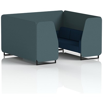 Brixworth 6 Seater Booth, Black Legs, X2 Fabric, Polygon Panels And Calculus Sofa