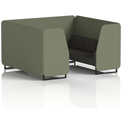 Brixworth 6 Seater Booth, Black Legs, Main Line Flax Fabric, Monument Panels And Temple Sofa