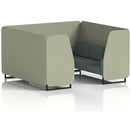 Brixworth 6 Seater Booth, Black Legs, Main Line Flax Fabric, Newbury Panels And Westminster Sofa