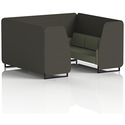 Brixworth 6 Seater Booth, Black Legs, Main Line Flax Fabric, Temple Panels And Monument Sofa