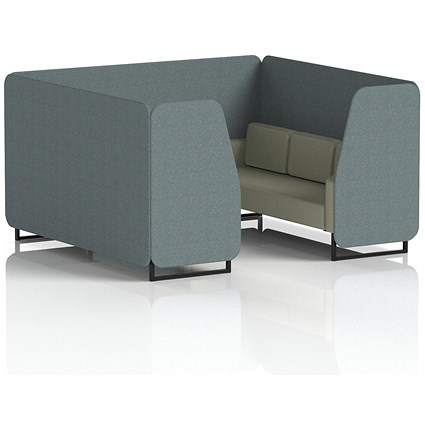 Brixworth 6 Seater Booth, Black Legs, Main Line Flax Fabric, Westminster Panels And Newbury Sofa