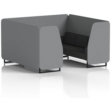 Brixworth 6 Seater Booth, Black Legs, Synergy Fabric, Partner Panels And Mix Sofa