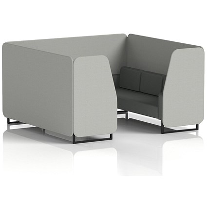 Brixworth 6 Seater Booth, Black Legs, Sumi Fabric, Tokyo Panels And Kobe Sofa