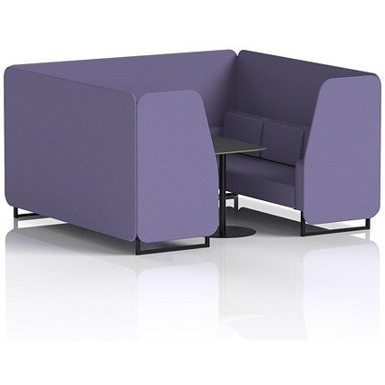 Brixworth 6 Seater Booth with Table, Black Legs, Black Table, Synergy Fabric, Order Panels And Sofa