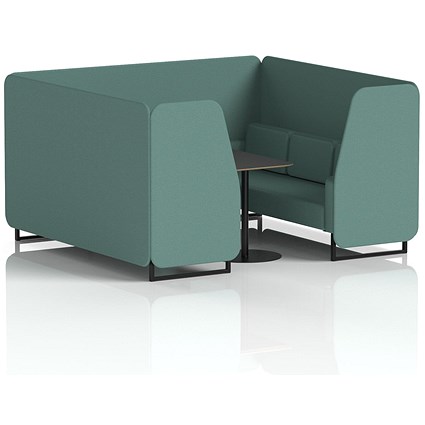 Brixworth 6 Seater Booth with Table, Black Legs, Black Table, Sumi Fabric, Handa Panels And Sofa