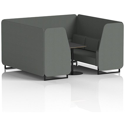 Brixworth 6 Seater Booth with Table, Black Legs, Black Table, Sumi Fabric, Kobe Panels And Sofa