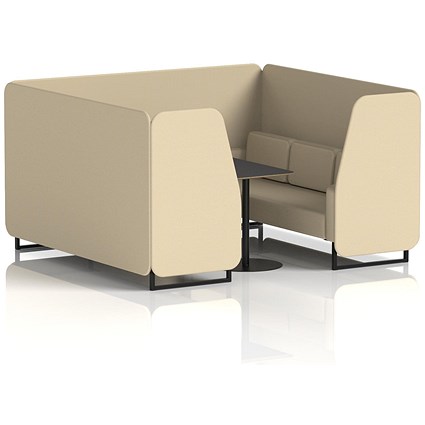 Brixworth 6 Seater Booth with Table, Black Legs, Black Table, Sumi Fabric, Zen Panels And Sofa