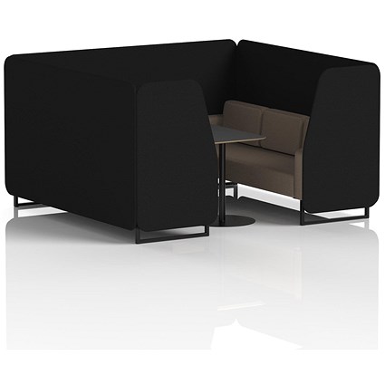 Brixworth 6 Seater Booth with Table, Black Legs, Black Table, X2 Fabric, Diameter Panels And Theory Sofa
