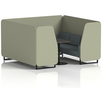 Brixworth 6 Seater Booth with Table, Black Legs, Black Table, Main Line Flax Fabric, Newbury Panels And Westminster Sofa