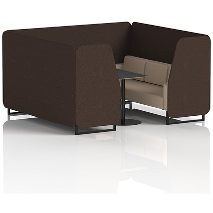 Brixworth 6 Seater Booth with Table, Black Legs, Black Table, Synergy Fabric, Wed Panels And Affix Sofa
