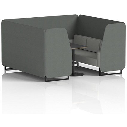 Brixworth 6 Seater Booth with Table, Black Legs, Black Table, Sumi Fabric, Kobe Panels And Tokyo Sofa