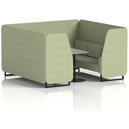 Brixworth 6 Seater Booth with Table, Black Legs, Grey/Black Table, Rivet Fabric, Burnish Panels And Sofa