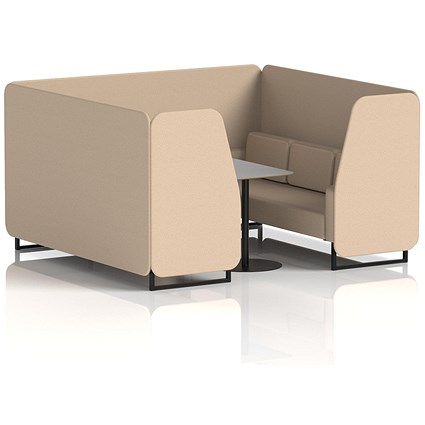 Brixworth 6 Seater Booth with Table, Black Legs, Grey/Black Table, Synergy Fabric, Affix Panels And Sofa