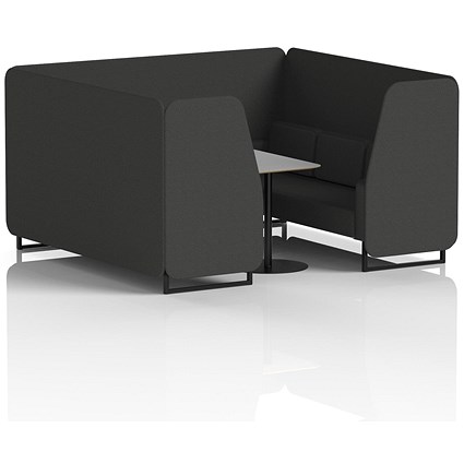 Brixworth 6 Seater Booth with Table, Black Legs, Grey/Black Table, Synergy Fabric, Mix Panels And Sofa