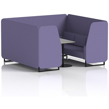 Brixworth 6 Seater Booth with Table, Black Legs, Grey/Black Table, Synergy Fabric, Order Panels And Sofa