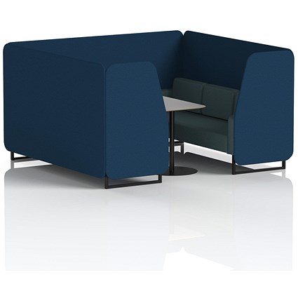 Brixworth 6 Seater Booth with Table, Black Legs, Grey/Black Table, X2 Fabric, Calculus Panels And Polygon Sofa