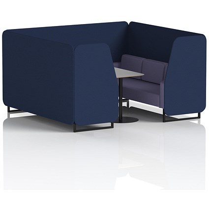 Brixworth 6 Seater Booth with Table, Black Legs, Grey/Black Table, Synergy Fabric, Alike Panels And Order Sofa
