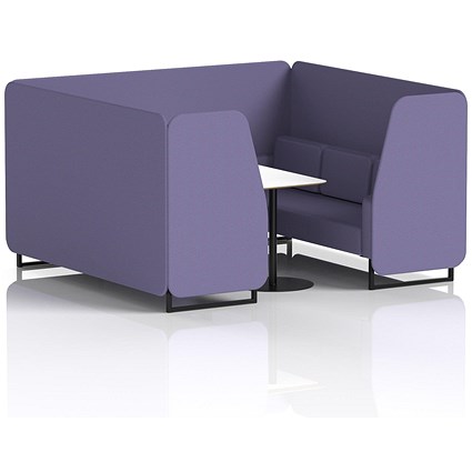 Brixworth 6 Seater Booth with Table, Black Legs, White/Black Table, Synergy Fabric, Order Panels And Sofa