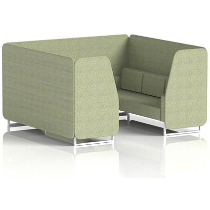 Brixworth 6 Seater Booth, White Legs, Rivet Fabric, Burnish Panels And Sofa