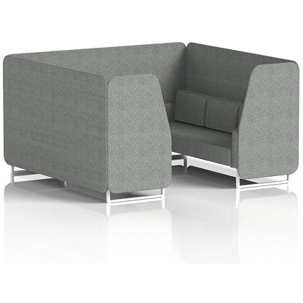 Brixworth 6 Seater Booth, White Legs, Rivet Fabric, Prime Panels And Sofa