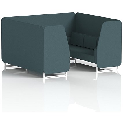 Brixworth 6 Seater Booth, White Legs, X2 Fabric, Polygon Panels And Sofa