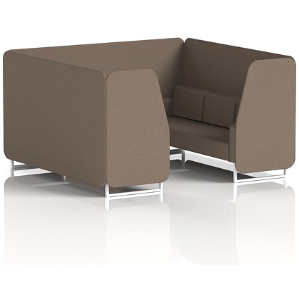 Brixworth 6 Seater Booth, White Legs, X2 Fabric, Theory Panels And Sofa