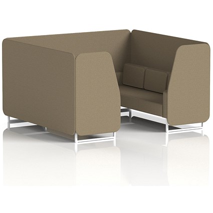 Brixworth 6 Seater Booth, White Legs, Main Line Flax Fabric, Bank Panels And Sofa