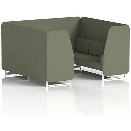 Brixworth 6 Seater Booth, White Legs, Main Line Flax Fabric, Monument Panels And Sofa