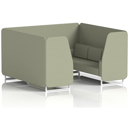 Brixworth 6 Seater Booth, White Legs, Main Line Flax Fabric, Newbury Panels And Sofa