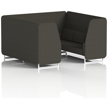 Brixworth 6 Seater Booth, White Legs, Main Line Flax Fabric, Temple Panels And Sofa