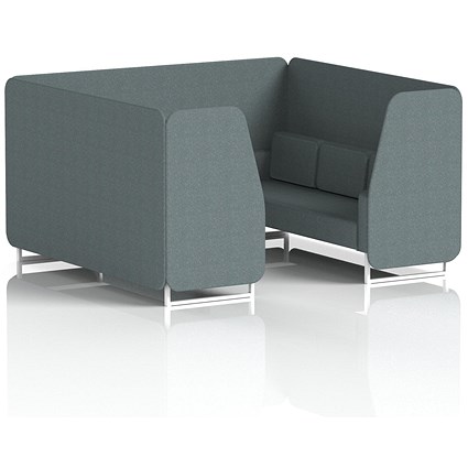 Brixworth 6 Seater Booth, White Legs, Main Line Flax Fabric, Westminster Panels And Sofa
