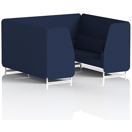 Brixworth 6 Seater Booth, White Legs, Synergy Fabric, Alike Panels And Sofa