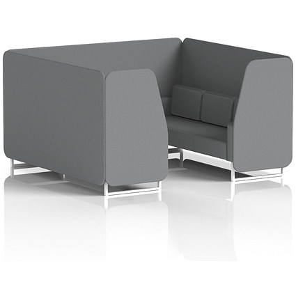 Brixworth 6 Seater Booth, White Legs, Synergy Fabric, Partner Panels And Sofa