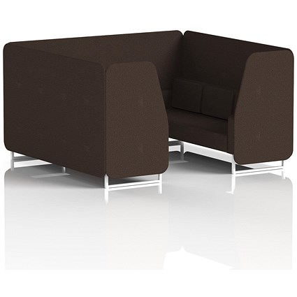 Brixworth 6 Seater Booth, White Legs, Synergy Fabric, Wed Panels And Sofa