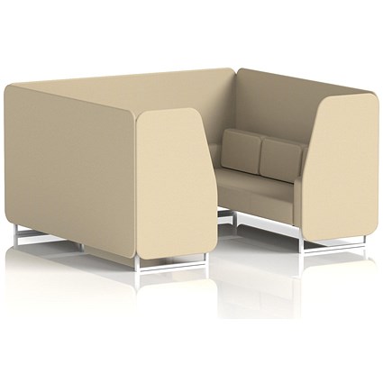 Brixworth 6 Seater Booth, White Legs, Sumi Fabric, Zen Panels And Sofa