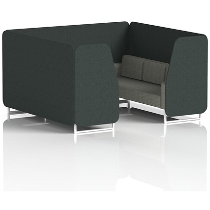 Brixworth 6 Seater Booth, White Legs, Rivet Fabric, Charcoal Panels And Vitreous Sofa