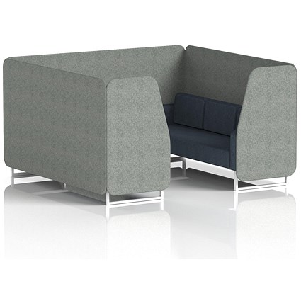 Brixworth 6 Seater Booth, White Legs, Rivet Fabric, Prime Panels And Crucible Sofa