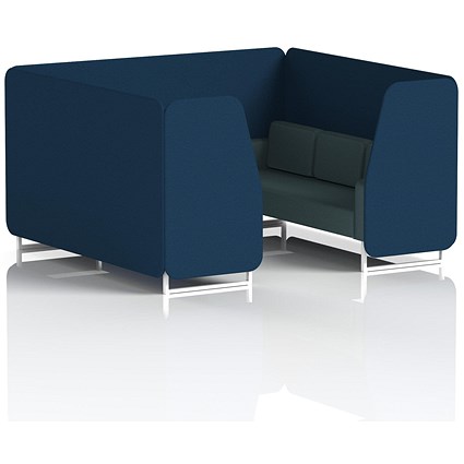 Brixworth 6 Seater Booth, White Legs, X2 Fabric, Calculus Panels And Polygon Sofa