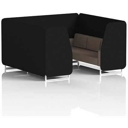 Brixworth 6 Seater Booth, White Legs, X2 Fabric, Diameter Panels And Theory Sofa