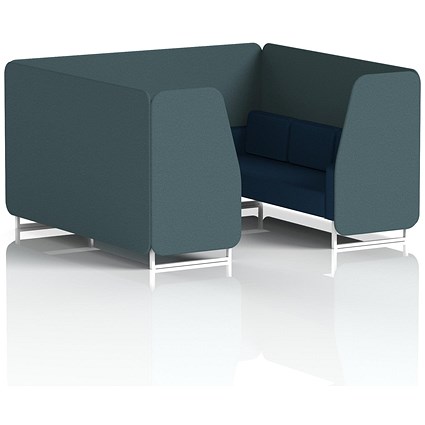 Brixworth 6 Seater Booth, White Legs, X2 Fabric, Polygon Panels And Calculus Sofa