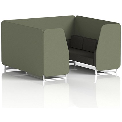 Brixworth 6 Seater Booth, White Legs, Main Line Flax Fabric, Monument Panels And Temple Sofa