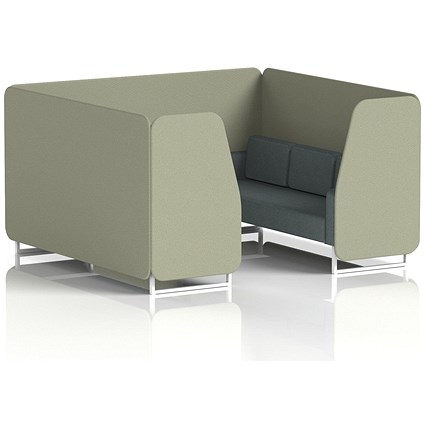 Brixworth 6 Seater Booth, White Legs, Main Line Flax Fabric, Newbury Panels And Westminster Sofa