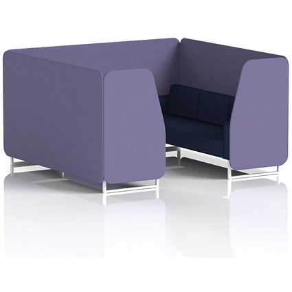 Brixworth 6 Seater Booth, White Legs, Synergy Fabric, Order Panels And Alike Sofa