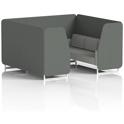 Brixworth 6 Seater Booth, White Legs, Sumi Fabric, Kobe Panels And Tokyo Sofa