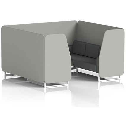 Brixworth 6 Seater Booth, White Legs, Sumi Fabric, Tokyo Panels And Kobe Sofa