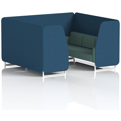 Brixworth 6 Seater Booth, White Legs, Sumi Fabric, Uto Panels And Handa Sofa