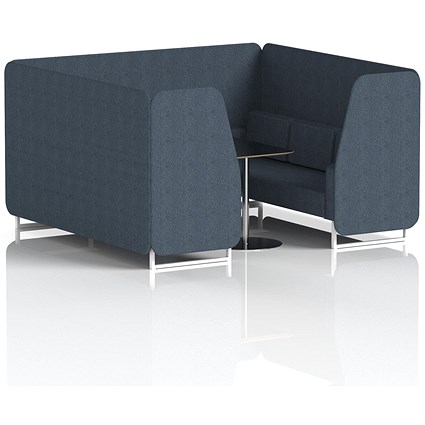 Brixworth 6 Seater Booth with Table, White Legs, Black/Silver Table, Rivet Fabric, Crucible Panels And Sofa